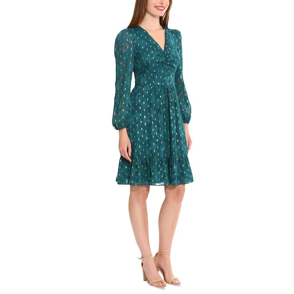 London Times Petite Clip-Dot Chiffon Fit & Flare Dress 3