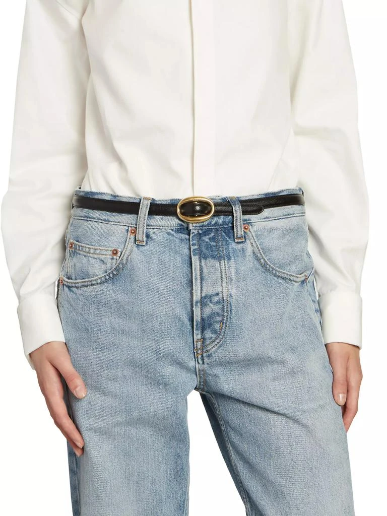 Yves Saint Laurent Oval Buckle Thin Belt in Smooth Leather 3