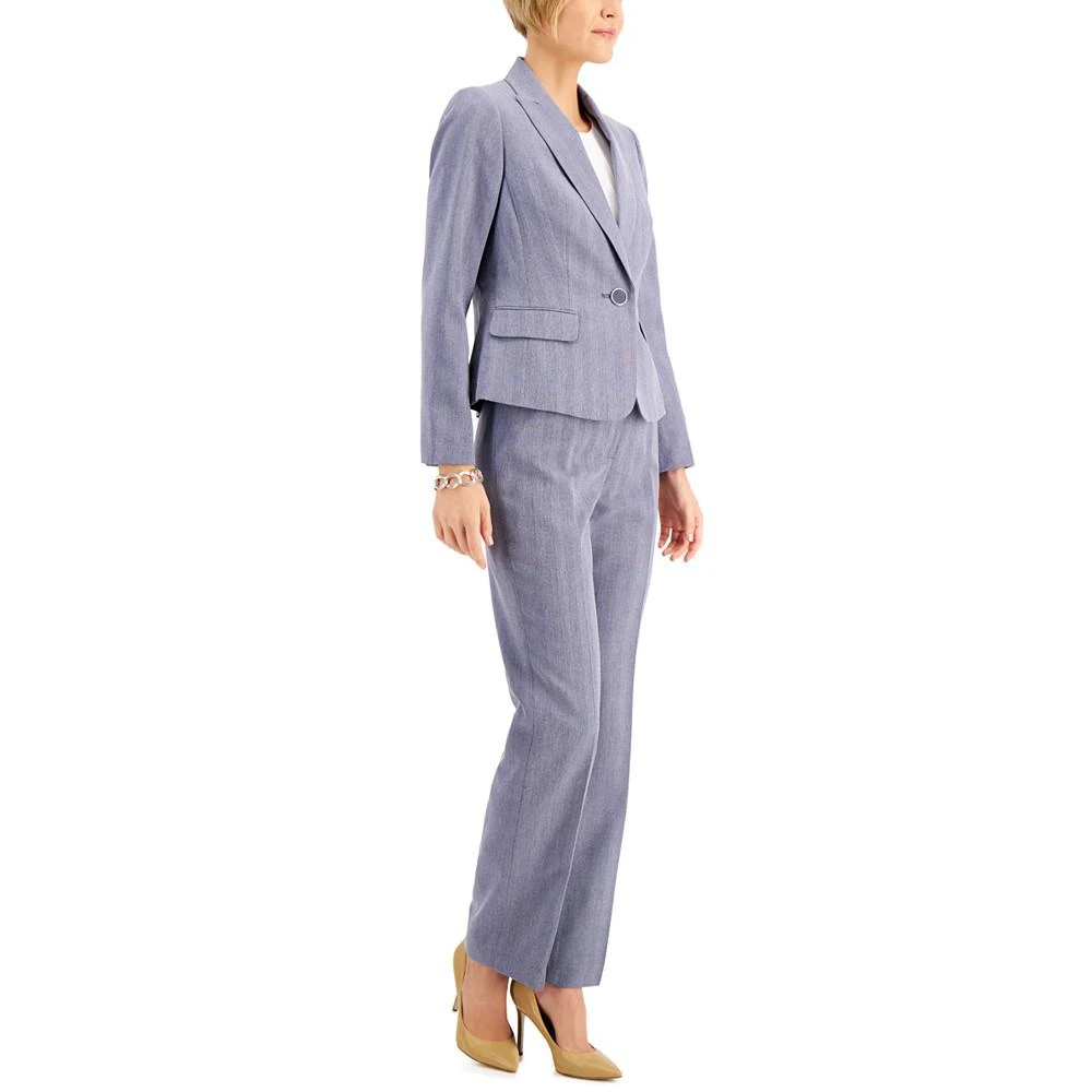 Le Suit Petite Cross-Dye Shadow Stripe Pantsuit 3