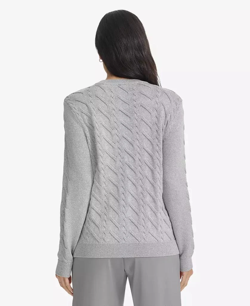 Calvin Klein Women's Metallic Cable-Knit Sweater 5