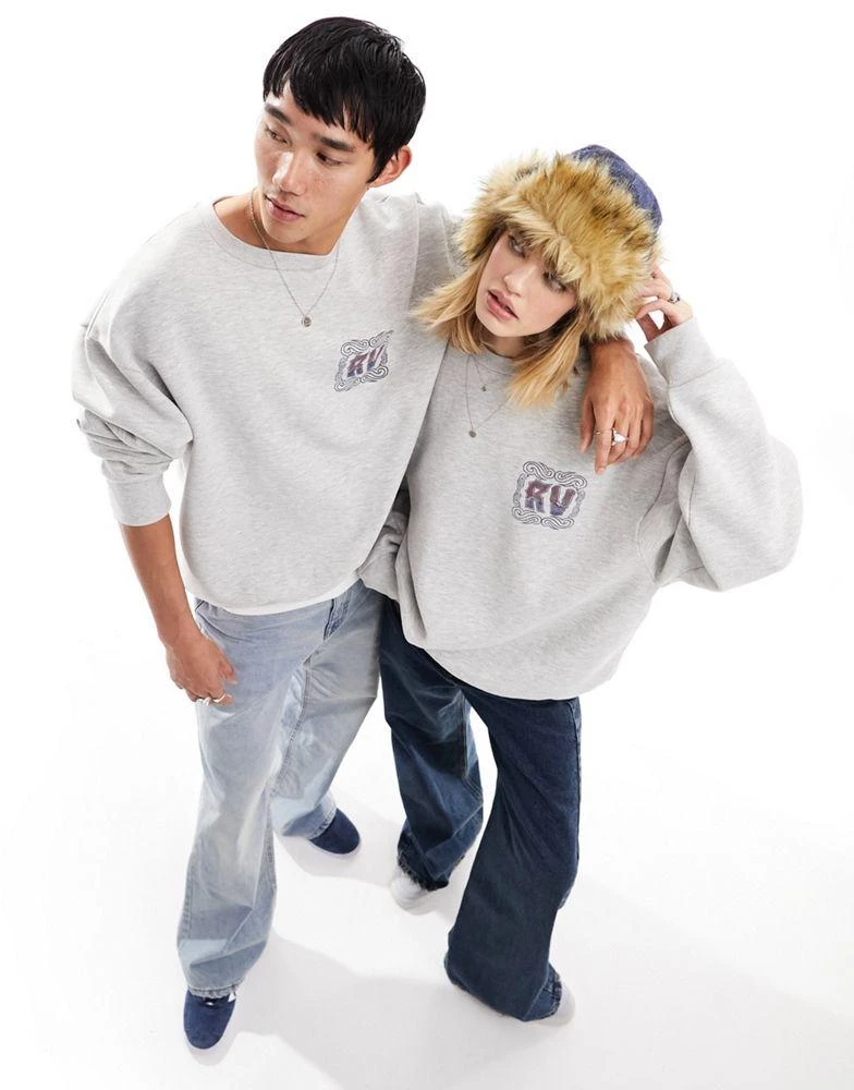 Reclaimed Vintage Reclaimed Vintage unisex surf sweat in grey marl 4