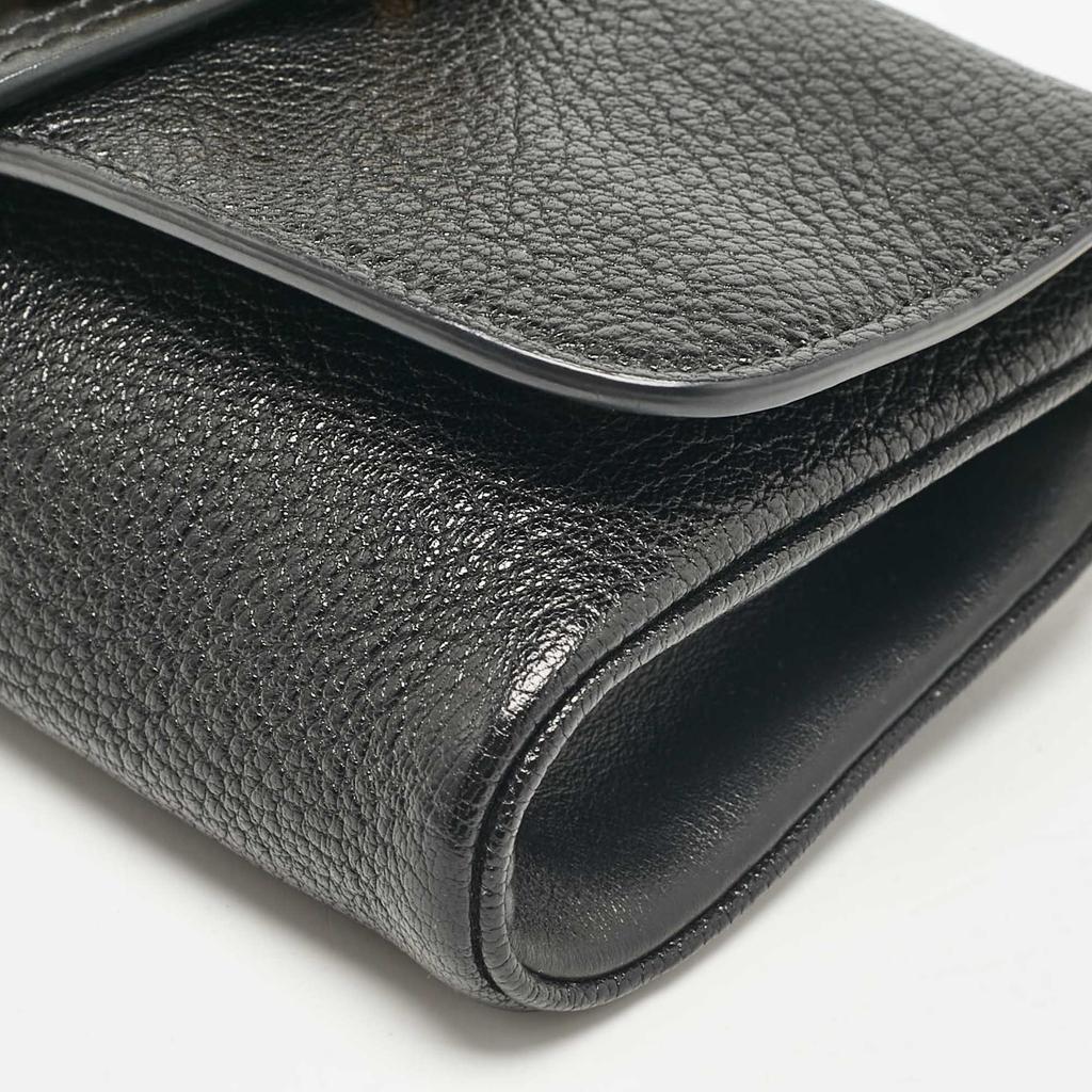 Miu Miu Black Leather Jewel Embellished Buckle Chain Clutch