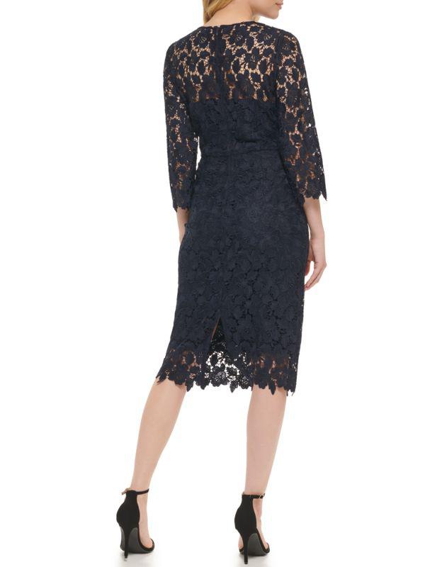 Eliza J Metallic Floral Lace Sheath Dress