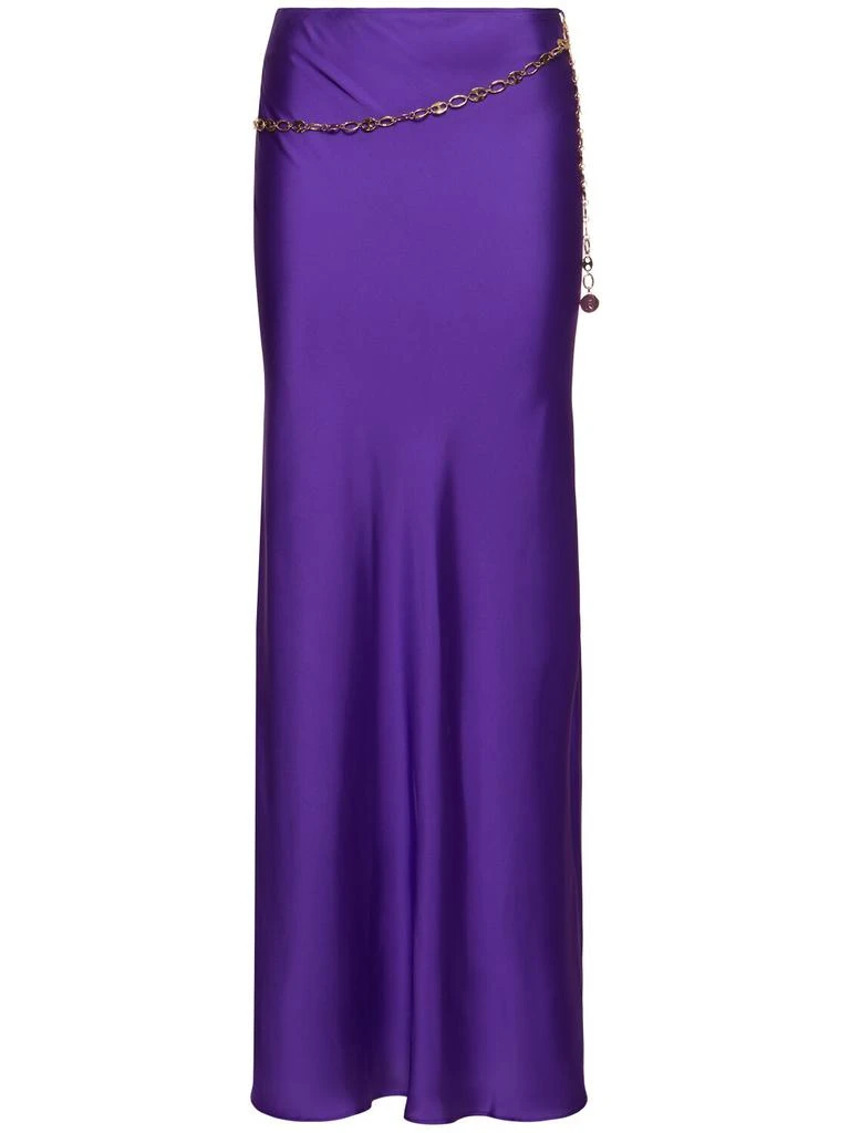 RABANNE Satin Long Skirt W/chain 1
