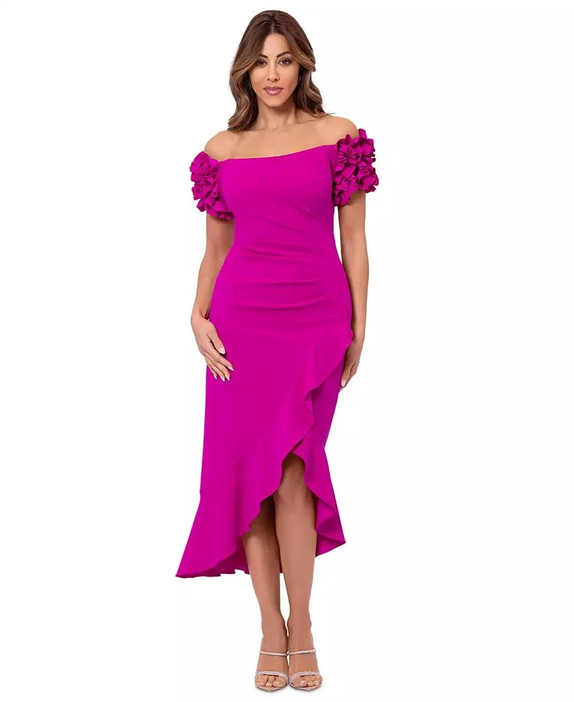 XSCAPE Women's Off-The-Shoulder Scuba Crepe Midi Dress 1