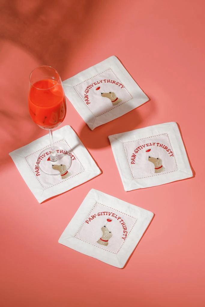 Tiramisu "Paw-sitively Thirsty" Dog Cocktail Napkins – Set of 4 2