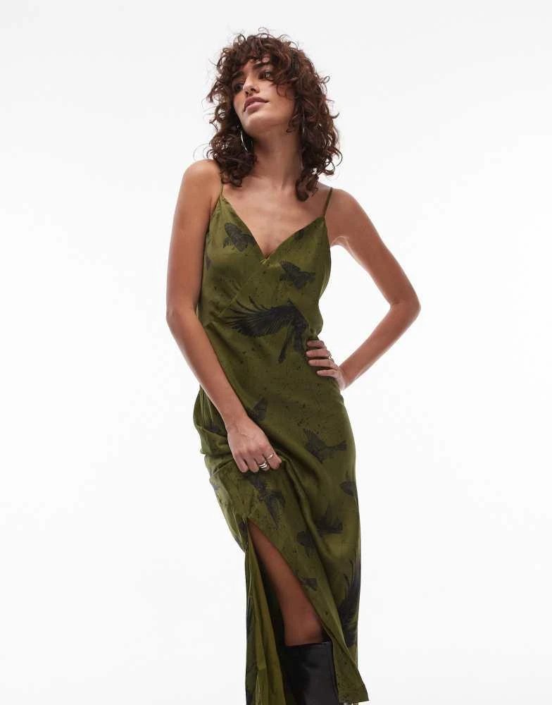 ALL SAINTS AllSaints Melody satin maxi dress in green 1