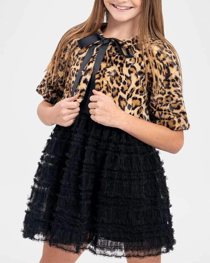 Zoe Girl's Grace Faux-Fur Leopard-Print Capelet, Size 7-16 1