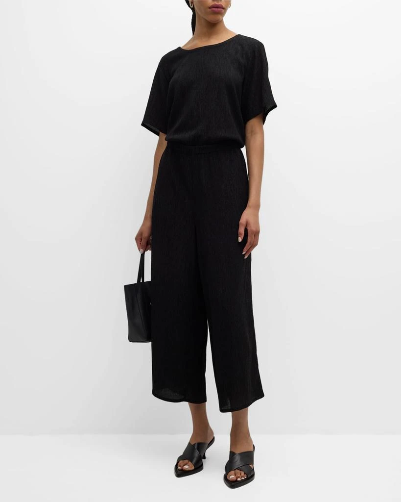 Eileen Fisher Cropped Wide-Leg Crinkled Jumpsuit 3