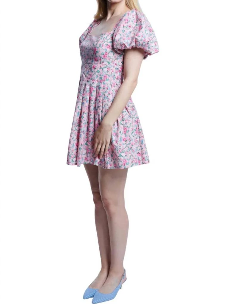 mable pink dress MABLE Shoulder Tie Floral Print Midi Dress in Pink L