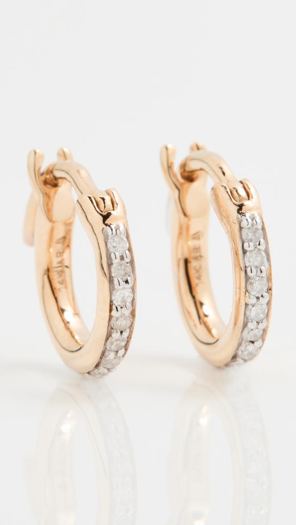 Adina Reyter 14k Gold Pave Huggie Hoop Earrings