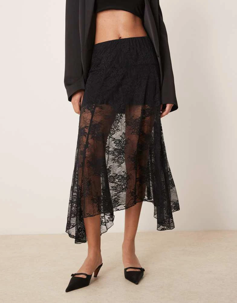 Abercrombie & Fitch Abercrombie & Fitch lace detail flowy maxi skirt in black 5