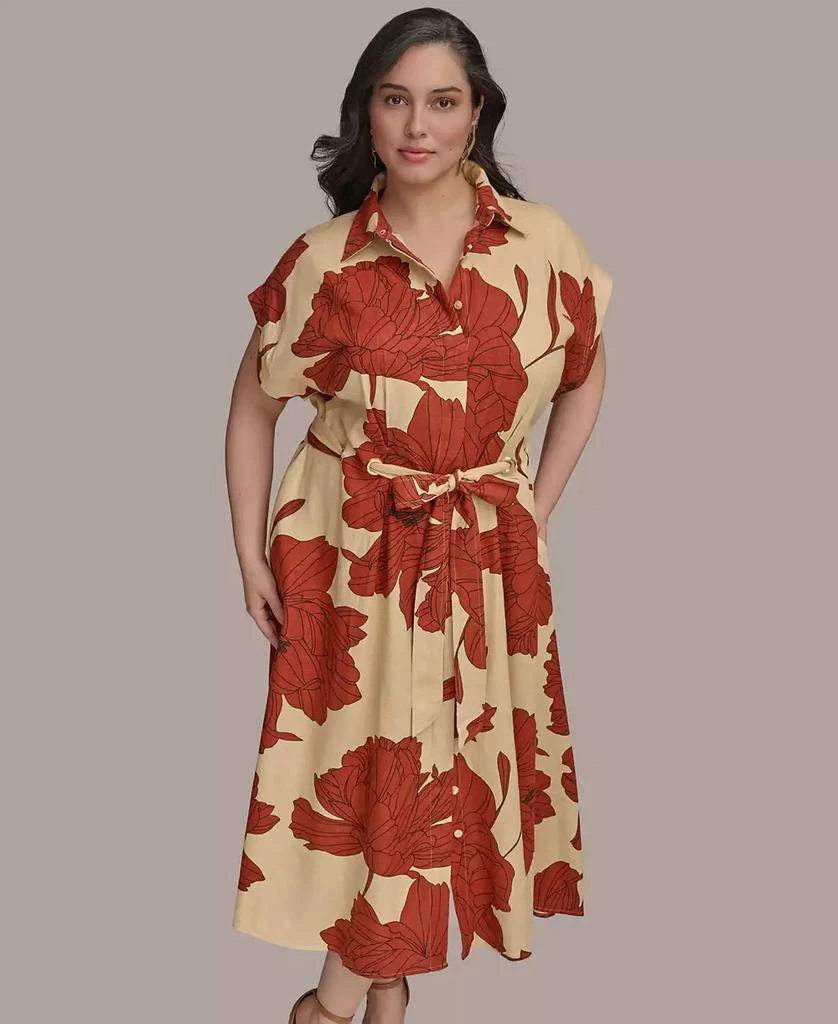 Donna Karan Plus Size Printed Grommet-Waist Shirtdress 2