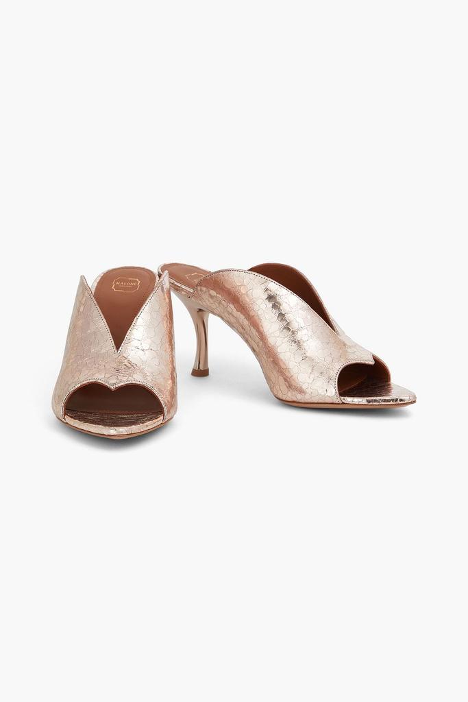 Malone Souliers Henri 70 metallic cracked-leather mules