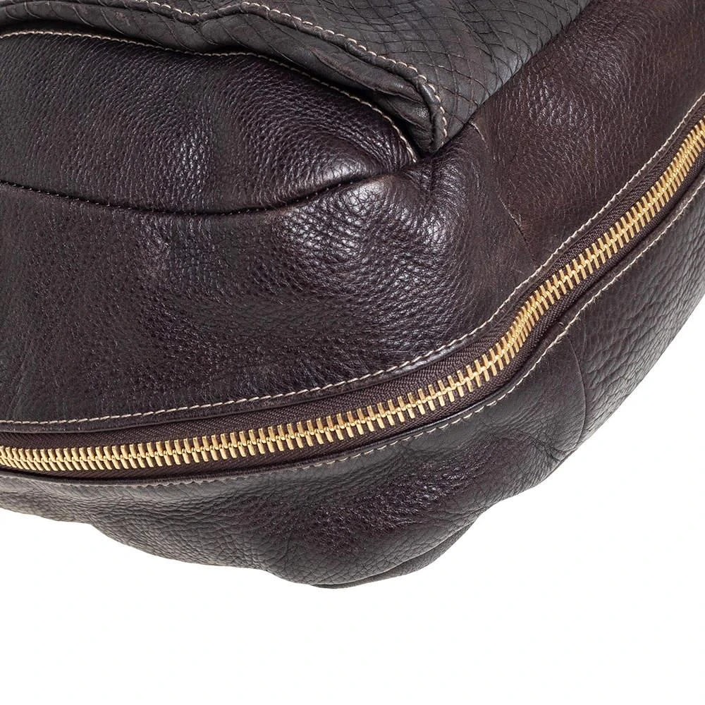 Furla Furla Dark Brown Leather Drawstring Hobo 11