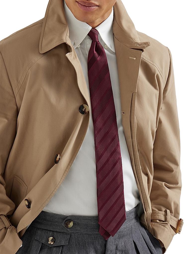 Brunello Cucinelli Texured Tone on Tone Stripe Silk Tie