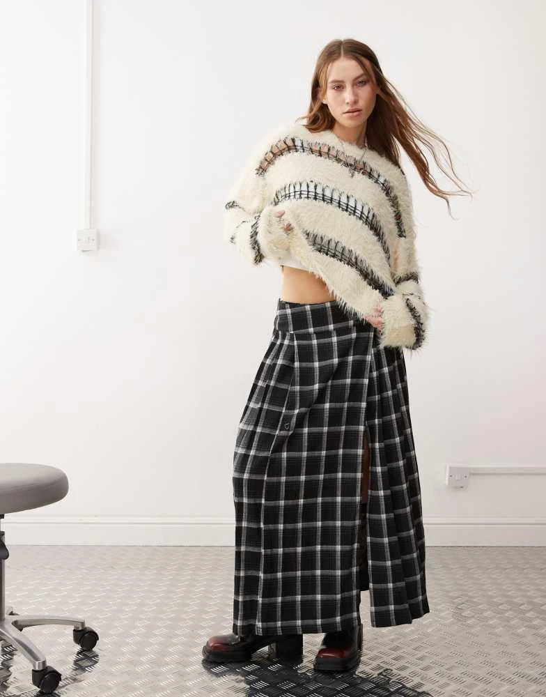 The Ragged Priest The Ragged Priest stripe fluffy knitted jumper in ecru 2