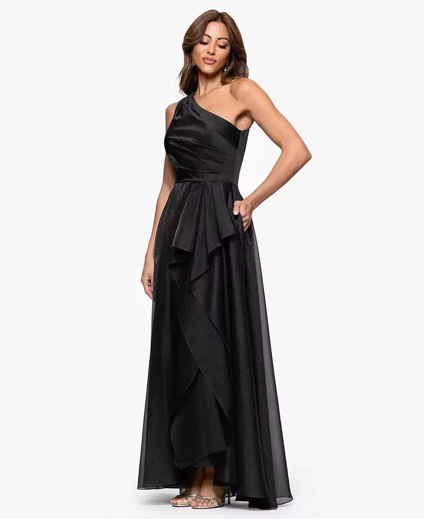 Xscape Petite One Shoulder A-Line Long Dress - Black - Size 6P Xscape Petite One Shoulder A-Line Long Dress - Black - Size 6P