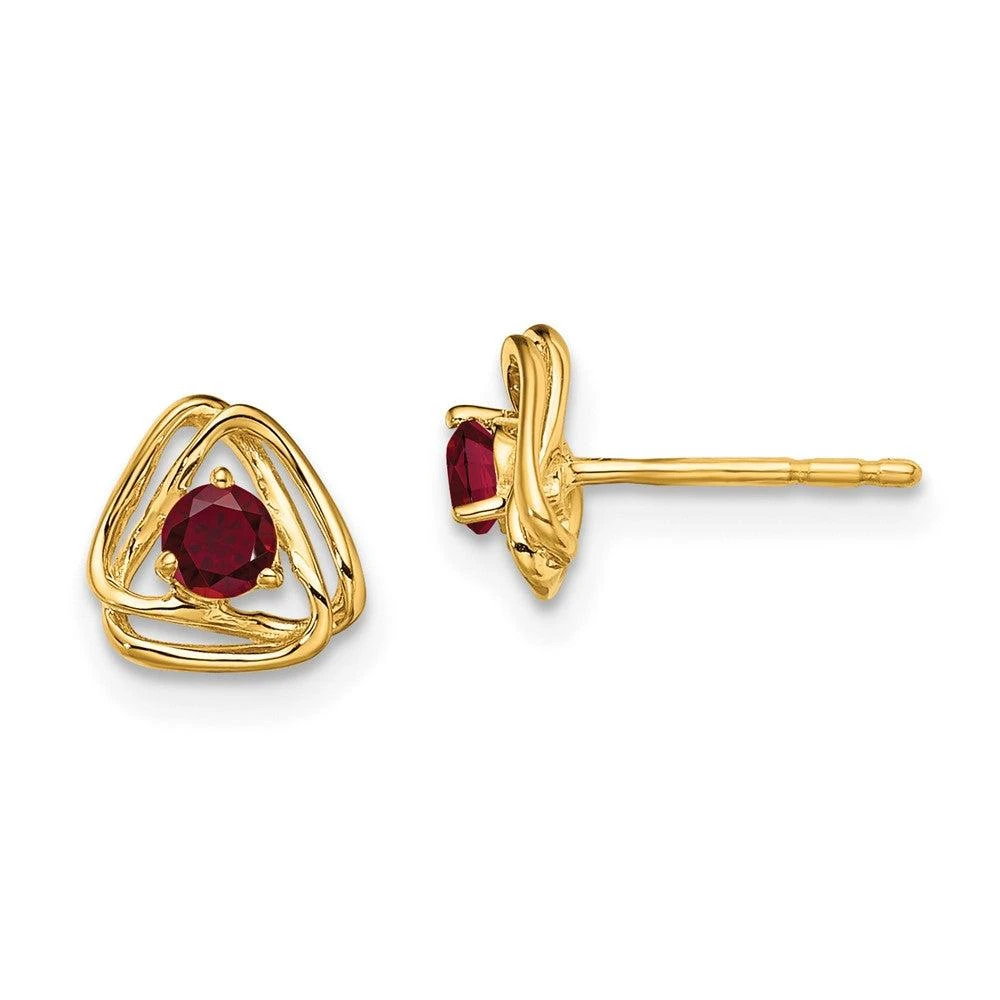 Diamond2Deal 14k Yellow Gold Created Ruby Stud Earrings