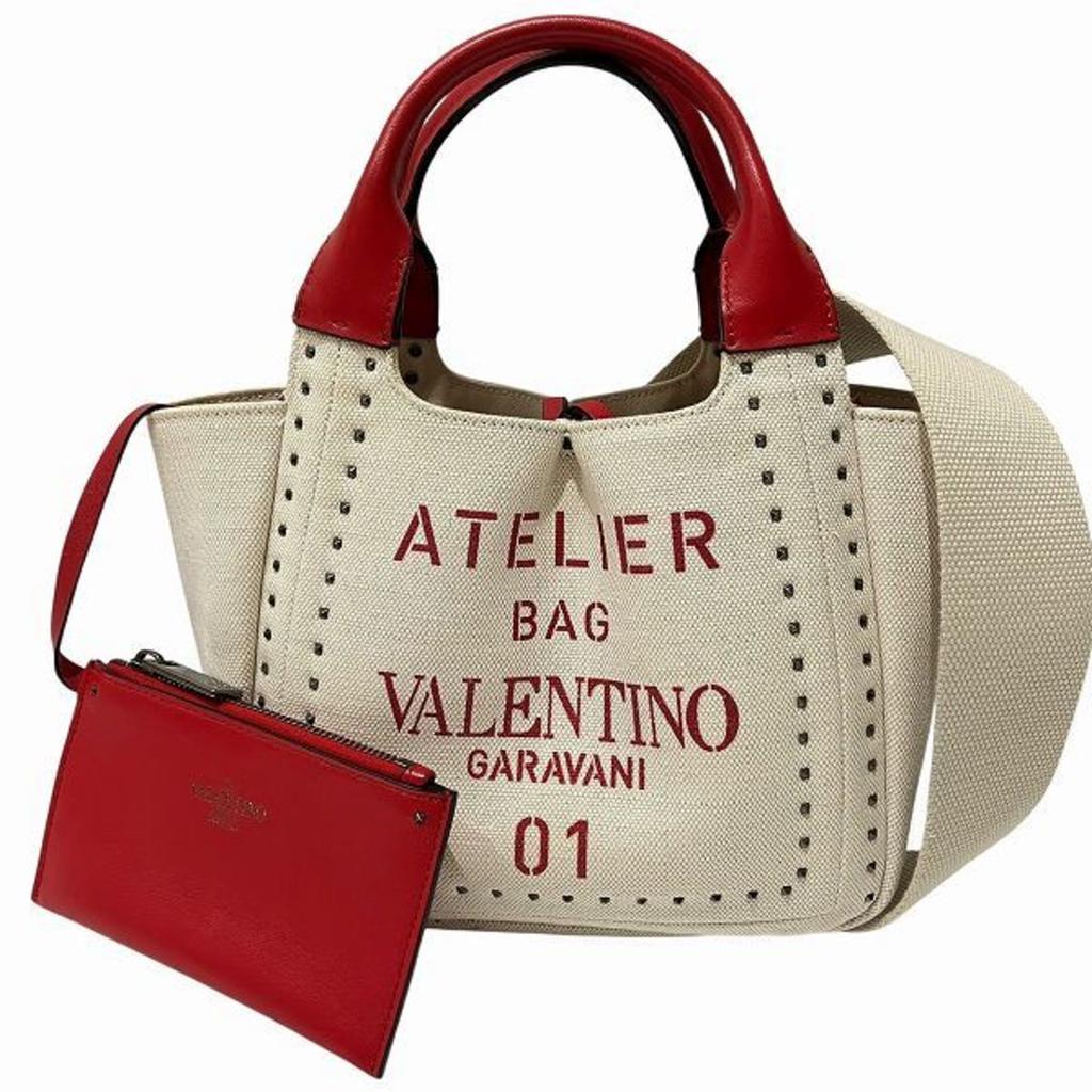 Valentino Canvas Handbag Pouch Shoulder Bag (Pre-Owned)