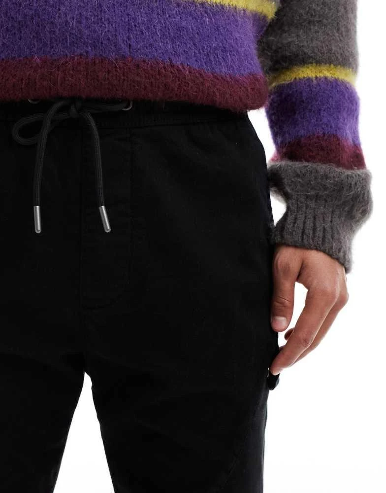 Pull&Bear Pull&Bear straight leg cargo trouser in black 5