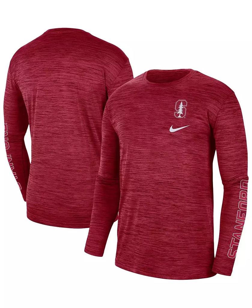 NIKE Men's Cardinal Stanford Cardinal Velocity Legend Team Performance Long Sleeve T-shirt