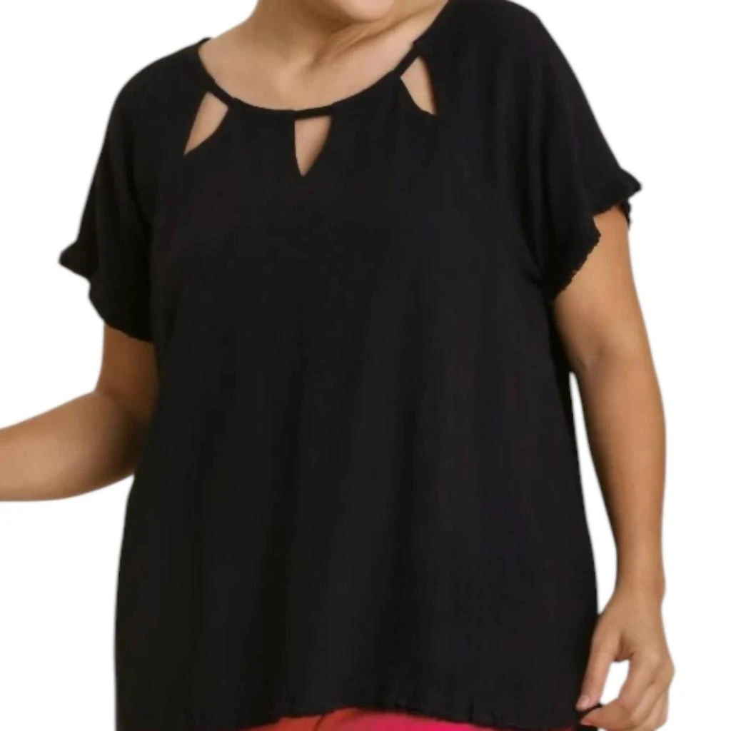 umgee Umgee - Cut Out Round Neckline Top 1