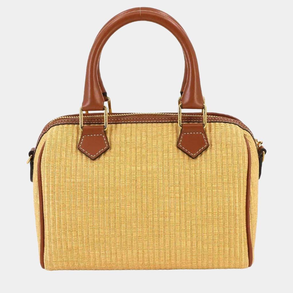 アウトレット【CELINE】SMALL BOSTON CUIR RAFIA 113772FNE Celine Celine Beige/Brown Raffia with Leather Small Cuir