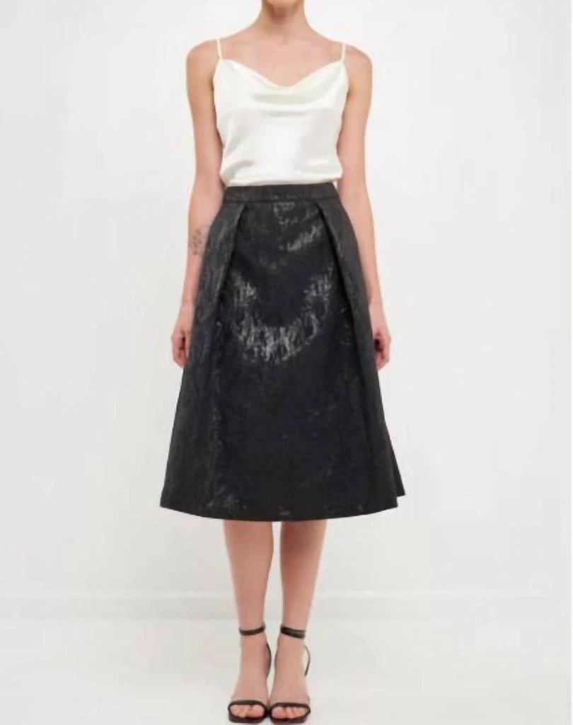 Endless Rose Endless Rose - Metallic Jacquard Flare Midi Skirt 1