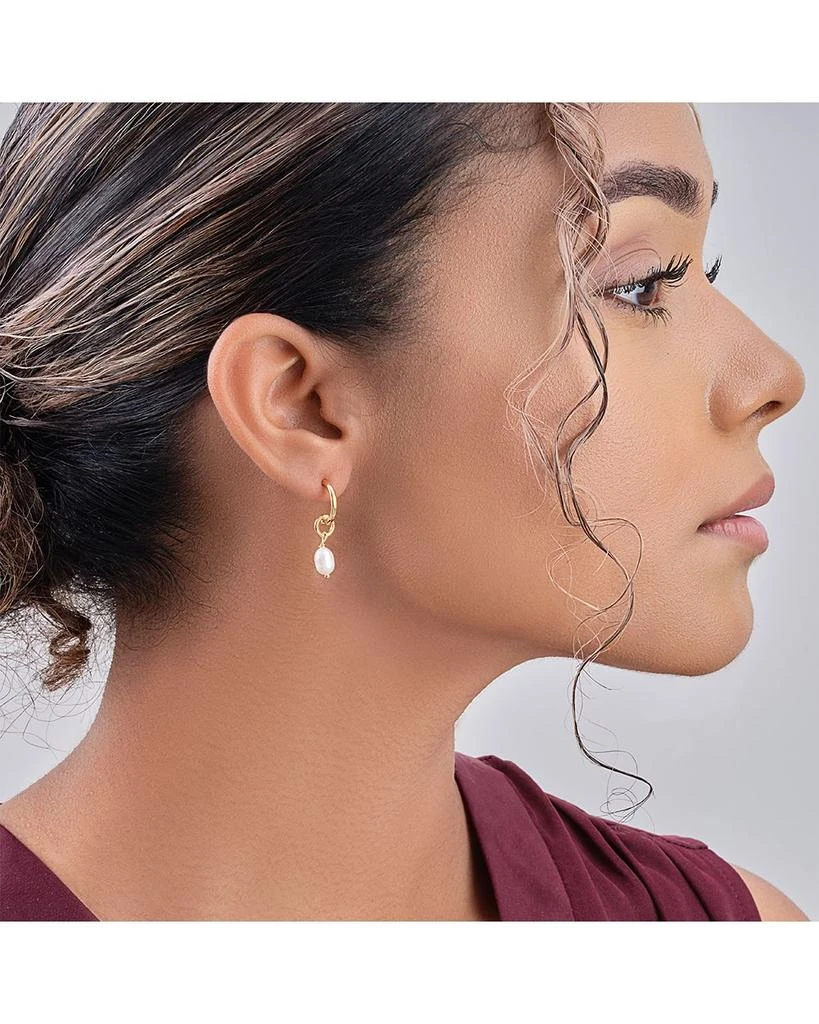 Sterling Forever Sterling Silver Cultured Freshwater Pearl Hoop Earrings 2