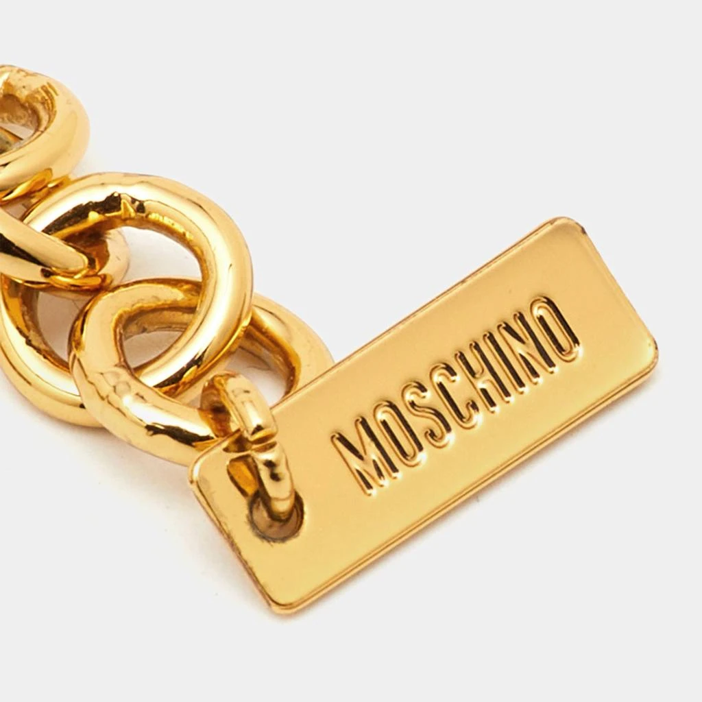 Moschino Moschino Multicolor Enameled Logo Charms Curb Gold Tone Chain Necklace 5