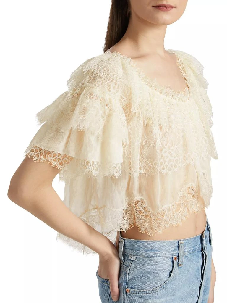 LOVESHACKFANCY Vienne Lace Chiffon Off-The-Shoulder Top 6