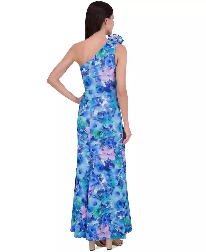 Eliza J Women's Printed Rosette Asymmetric One-Shoulder Gown 4
