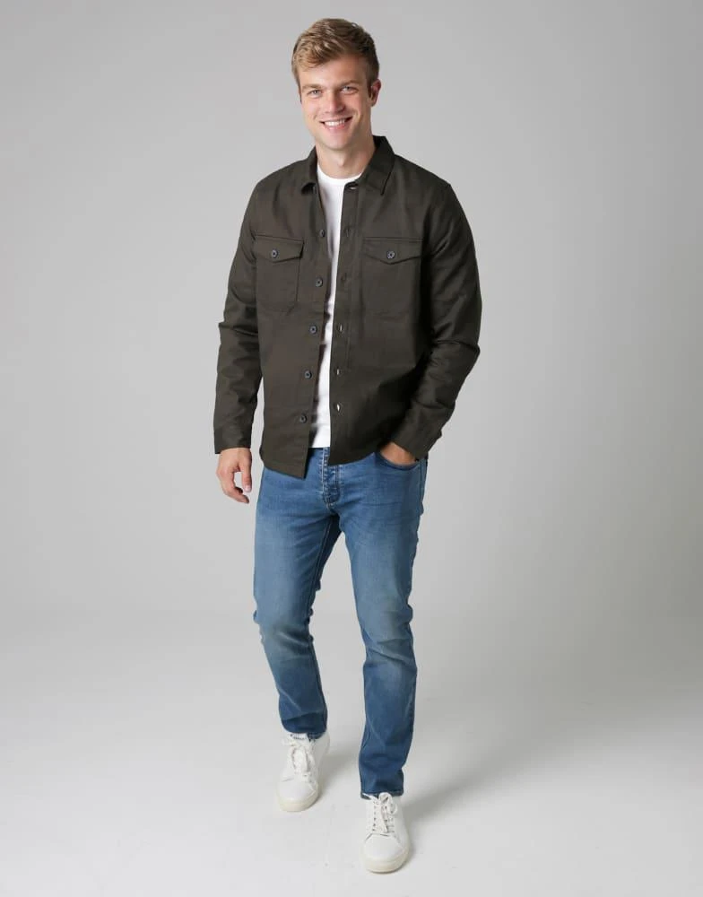 French Connection French Connection Cotton worker-style button overshirt in khaki 2