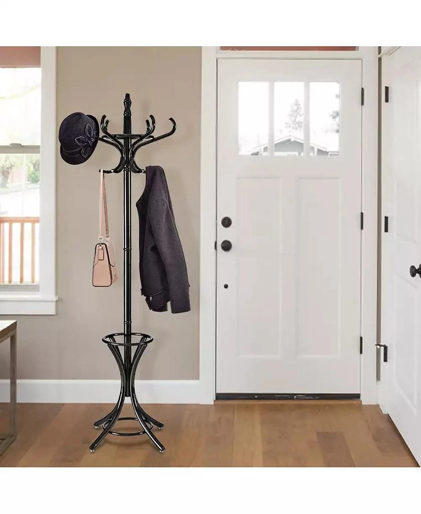 GOUUN Wood Standing Hat Coat Rack with Umbrella Stand 6