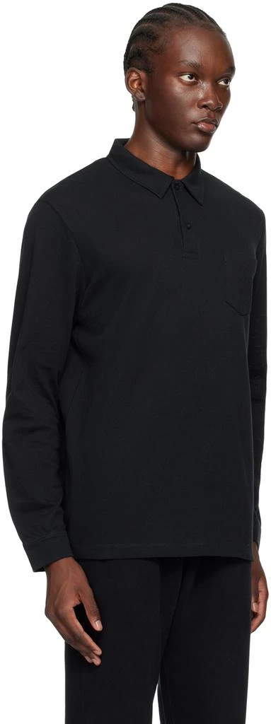 Sunspel Black Riviera Long Sleeve Polo 2