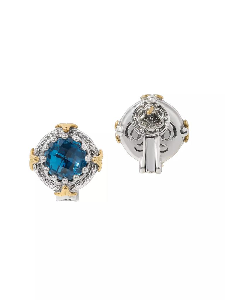 Konstantino Anthos Sterling Silver, 18K Yellow Gold & Blue Spinel Earrings