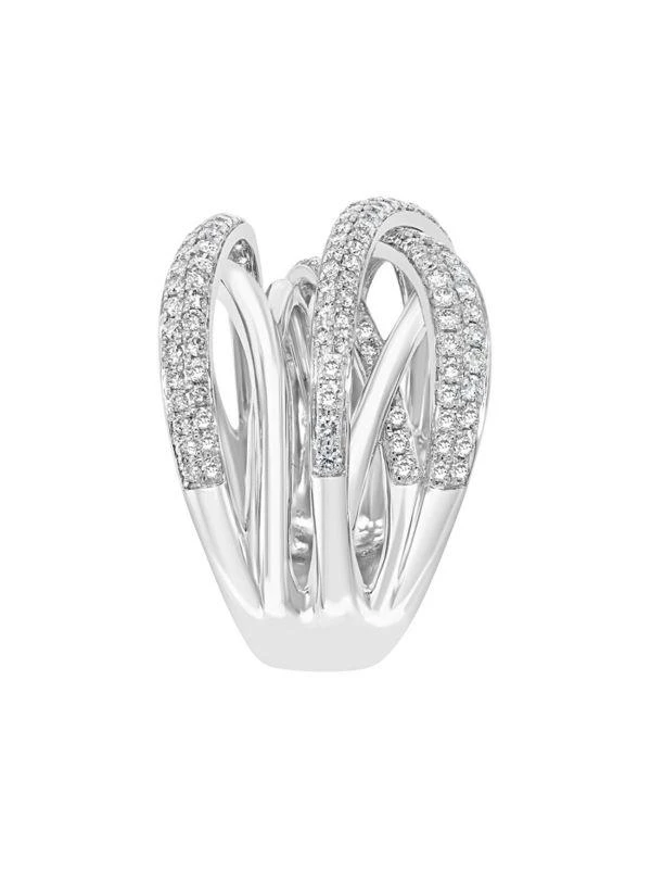 Effy 14K White Gold & 1.03 TCW Diamond Multi Strand Criss Cross Ring 4