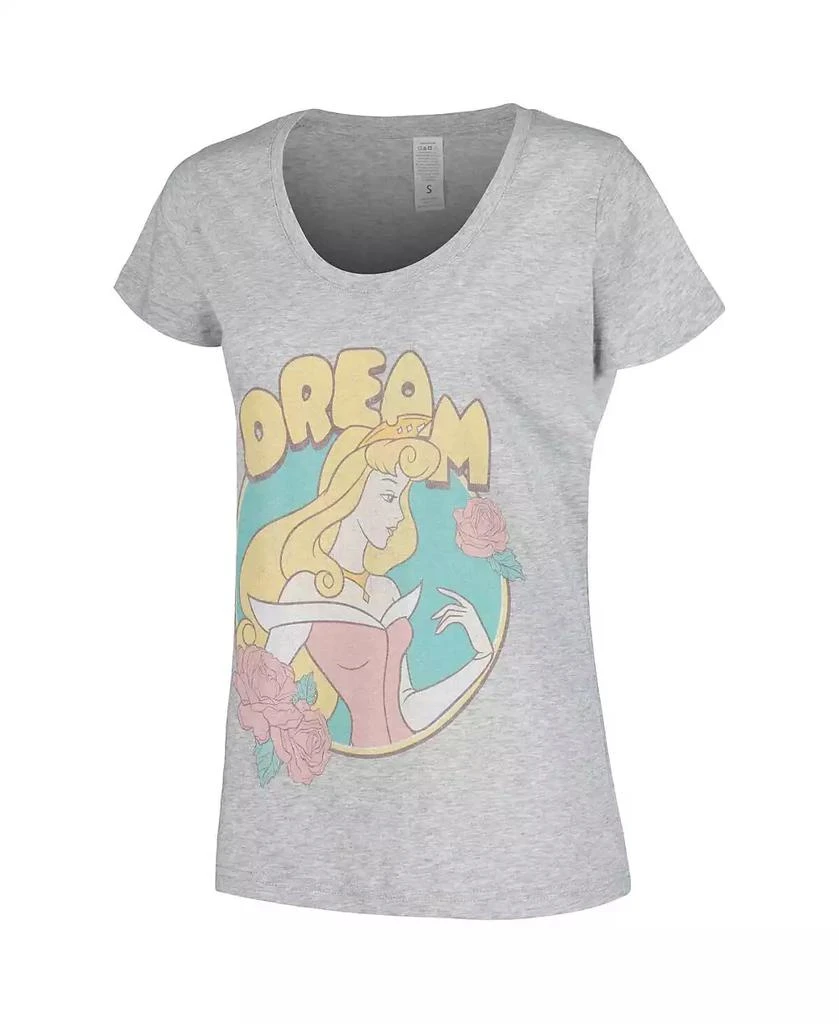 Mad Engine Women's Heather Gray Sleeping Beauty Dream Aurora Scoop Neck T-shirt 3
