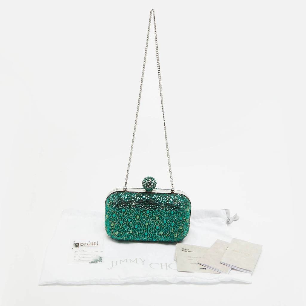 Jimmy Choo Jimmy Choo Emerald Suede Crystal Embellished Cloud Chain Clutch 7