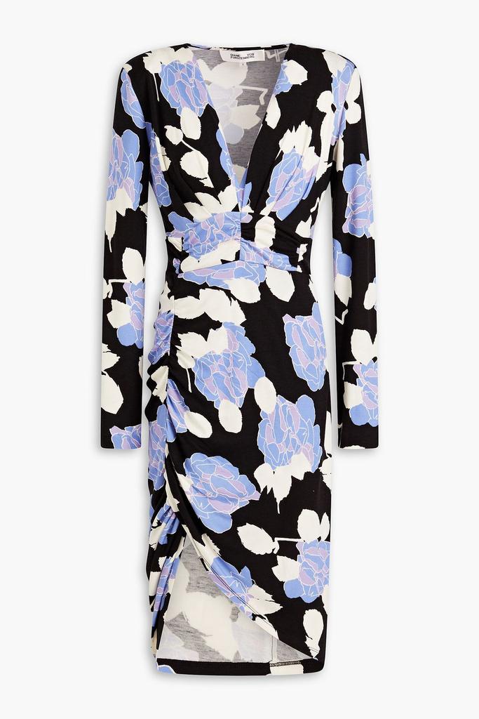 Diane von Furstenberg Magena ruched floral-print Lyocell and wool-blend jersey dress