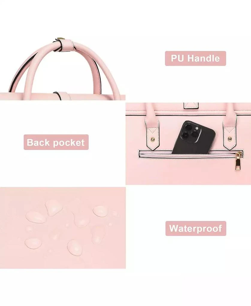 Acer 15-15.6 inch pu Leather Laptop Shoulder Bags Convertible Backpack, 16 inch Messenger Bags Work Briefcase Travel Computer Bag with Bowknot, Pink 6