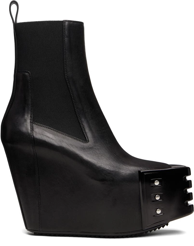 Rick Owens Black Grilled Wedge Beatle Chelsea Boots 1