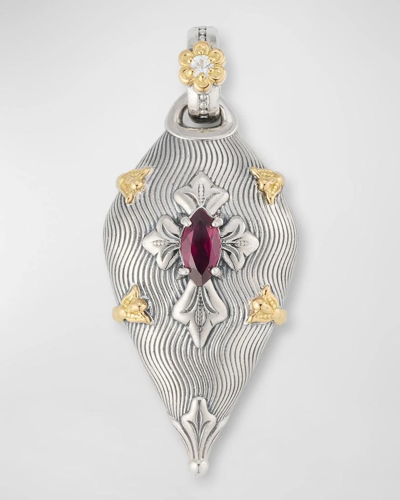 Konstantino Sterling Silver Rhodolite and White Sapphire Pendant with 18K Yellow Gold 1