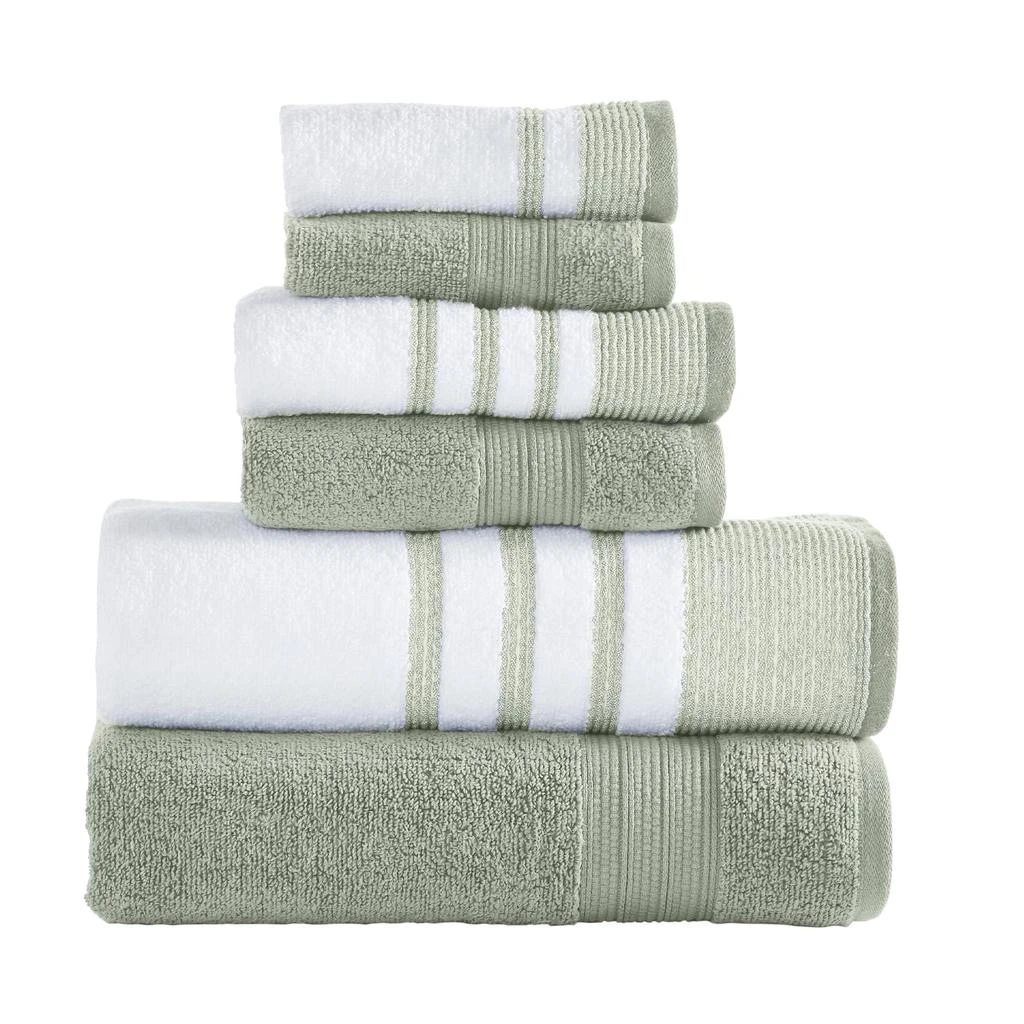 Modern Threads 6-Piece Quick Dry White/Contrast Towel Set Reinhart 1