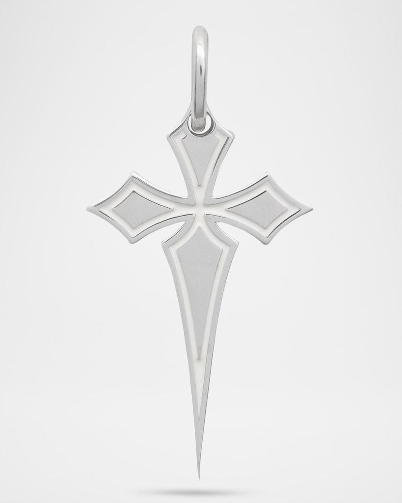 Marco Dal Maso The Cross Gothic Style High Polish Silver Ivory Enamel Pendant