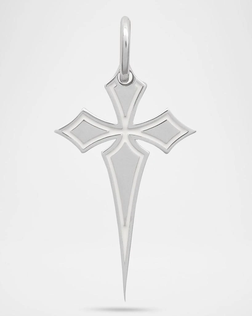 Marco Dal Maso The Cross Gothic Style High Polish Silver Ivory Enamel Pendant 1