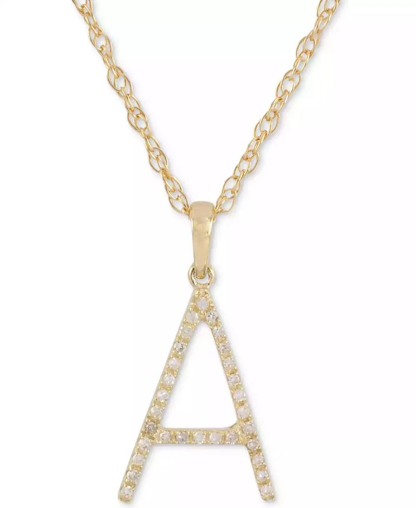 Macy's Diamond (1/10 ct. t.w.) Initial Pendant Necklace in 10k Gold, 16" + 2" extender 1