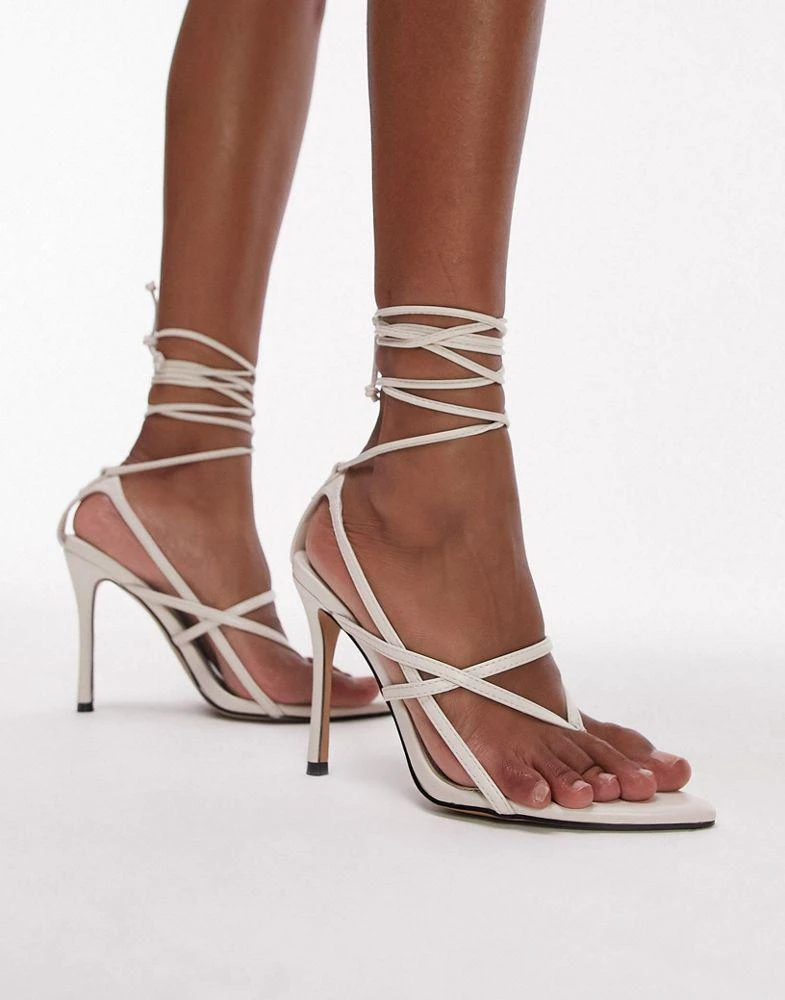 Topshop Topshop Rosie ankle tie strippy sandal in buttermilk 2