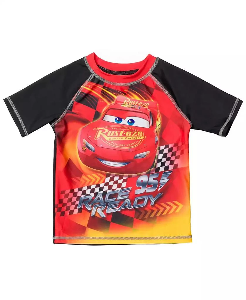Cars Boys Disney Pixar Lightning McQueen Rash Guard and Swim Trunks Outfit Set 3